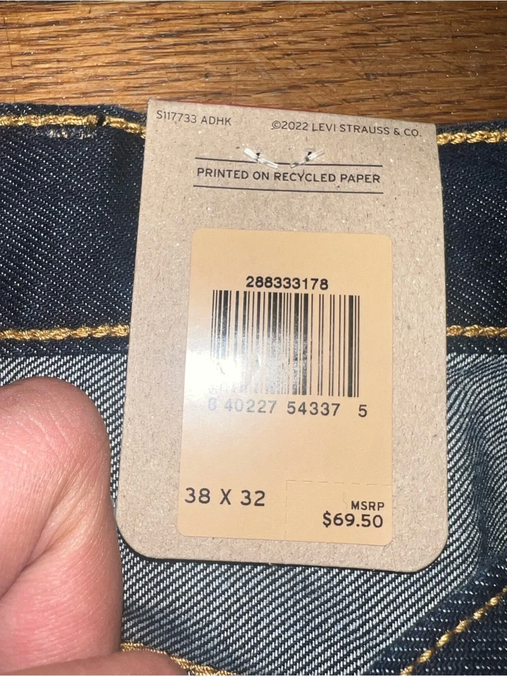 Levi's 512 Men's Jeans Size 38x32 Blue Dark Wash Stretch Slim Taper Pants NWT